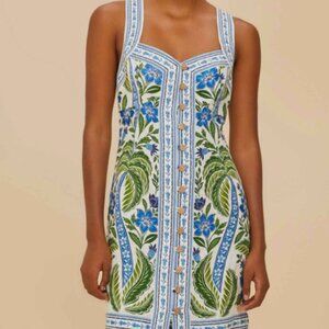 Farm Rio Off-white tropicance porcelain garden mini dress
